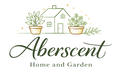 Logo of Aberscent Home and Garden with a house and plants on a white background