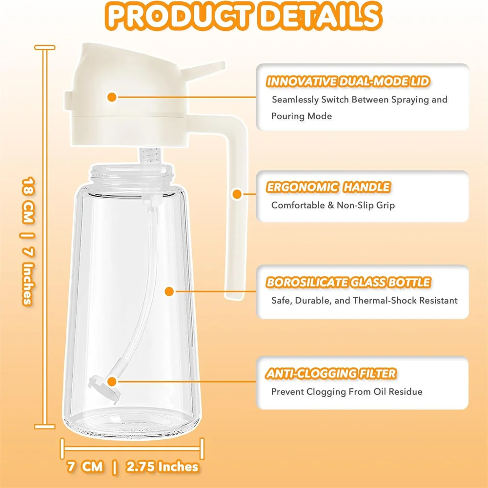 Glass bottle with features highlighted on an orange background