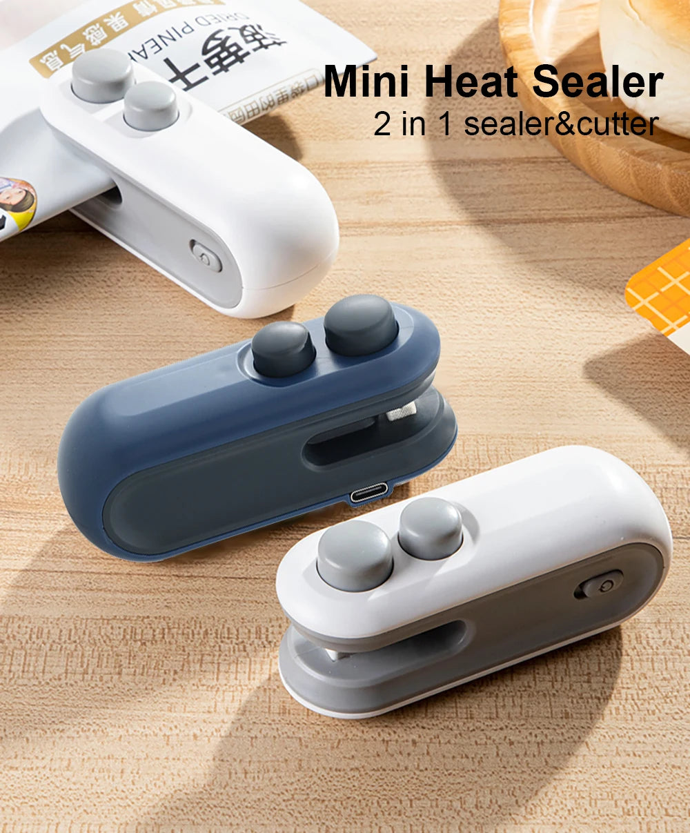 Mini Heat Bag Sealing Machine Package Sealer Bags Plastic Food Sealer Clip Bag Handheld Sealer Food Packaging Heat Sealer Aberscent