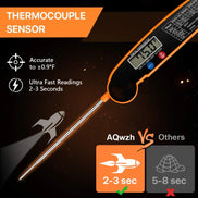 Thermocouple sensor with features highlighted on a dark background