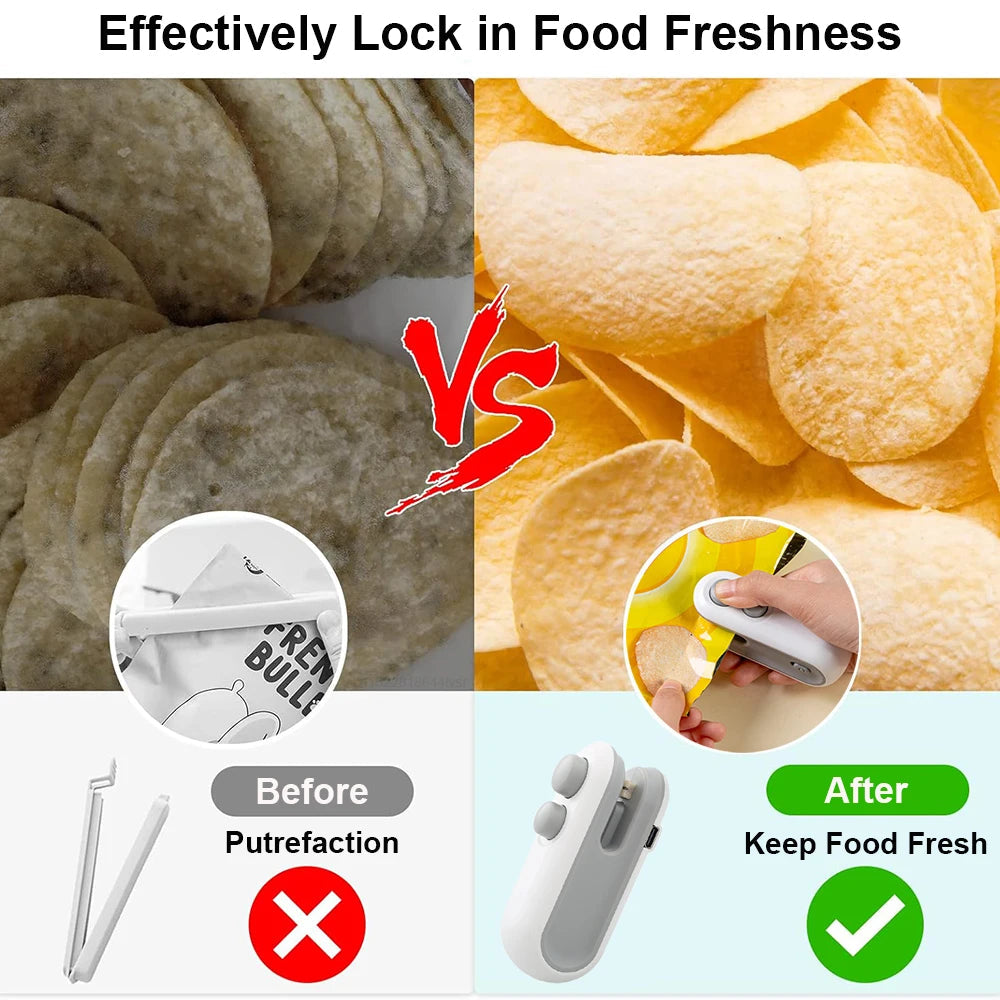 Mini Heat Bag Sealing Machine Package Sealer Bags Plastic Food Sealer Clip Bag Handheld Sealer Food Packaging Heat Sealer Aberscent