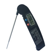 Digital thermometer with a probe on a white background