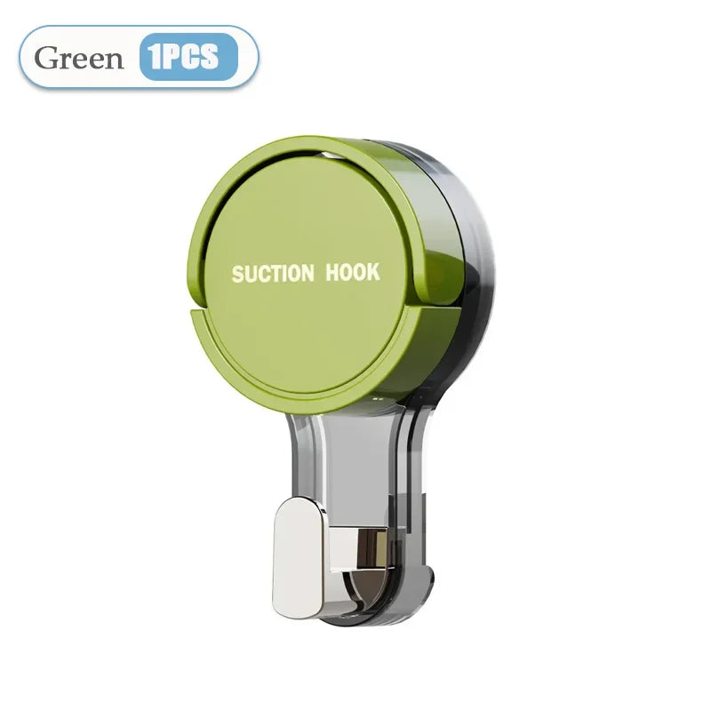Green suction hook on a white background