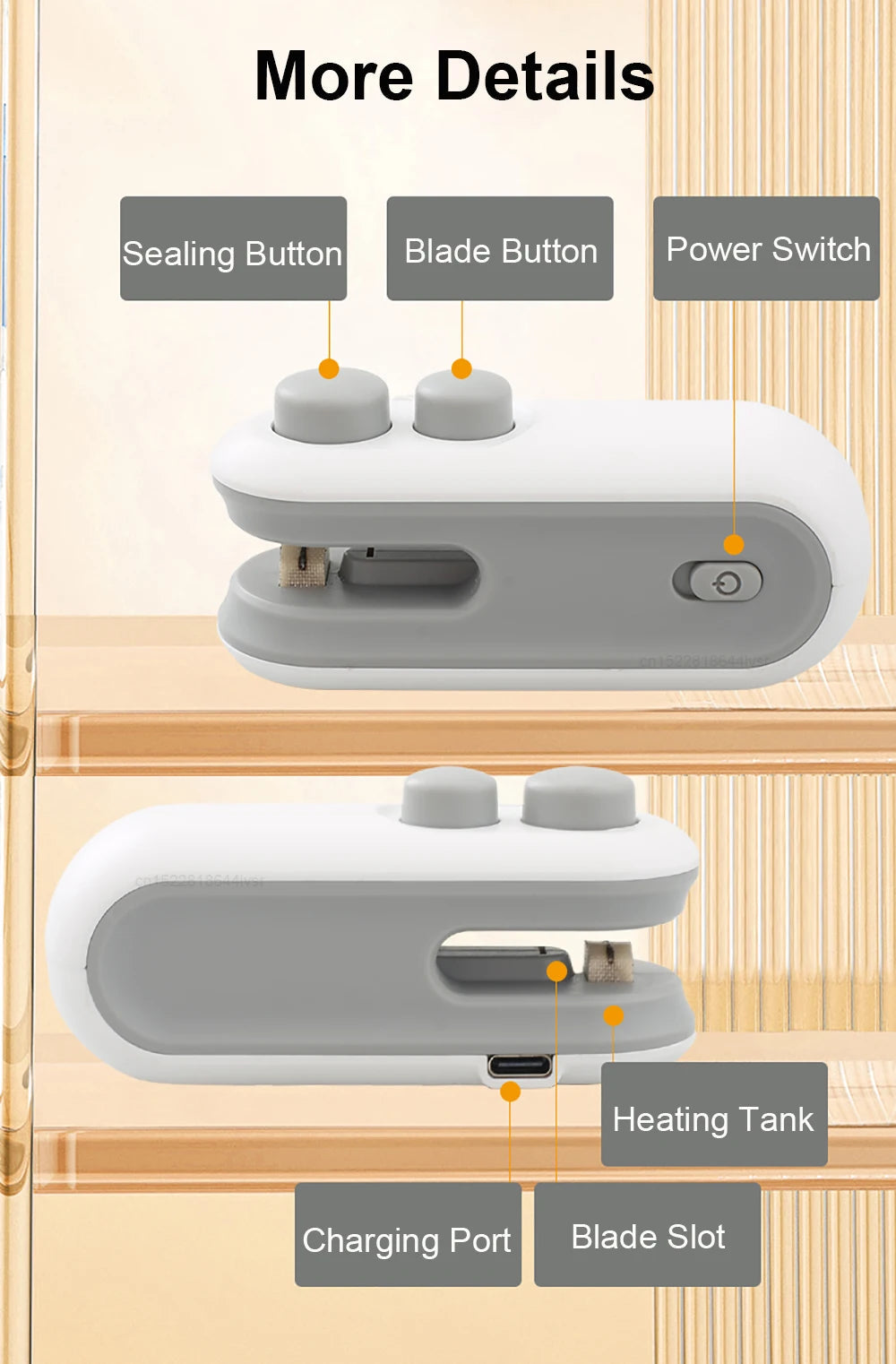 Mini Heat Bag Sealing Machine Package Sealer Bags Plastic Food Sealer Clip Bag Handheld Sealer Food Packaging Heat Sealer Aberscent