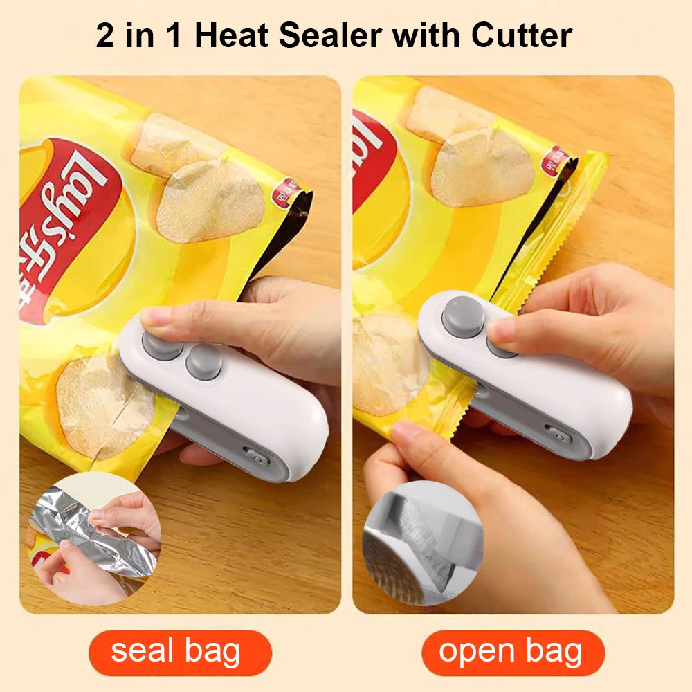 Mini Heat Bag Sealing Machine Package Sealer Bags Plastic Food Sealer Clip Bag Handheld Sealer Food Packaging Heat Sealer Aberscent