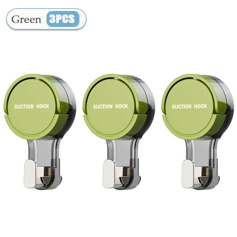 Three green suction hooks on a white background with text indicating 'Green 3PCS'.