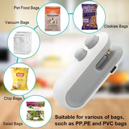 Mini Heat Bag Sealing Machine Package Sealer Bags Plastic Food Sealer Clip Bag Handheld Sealer Food Packaging Heat Sealer Aberscent