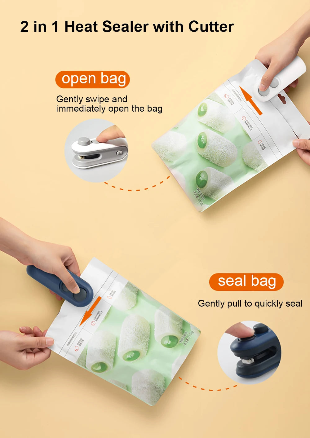 Mini Heat Bag Sealing Machine Package Sealer Bags Plastic Food Sealer Clip Bag Handheld Sealer Food Packaging Heat Sealer Aberscent