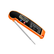 Digital thermometer with an orange casing on a white background