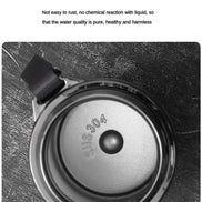 Stainless steel water bottle cap with '304 stainless steel' text on a textured background.